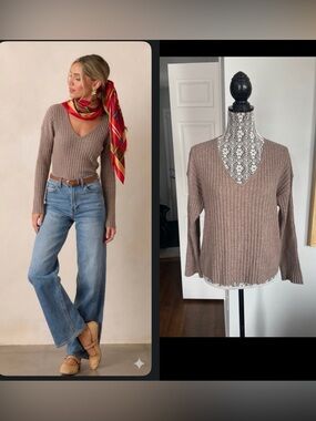 NWT CashSoft Cotton Rib Knit V-Neck Soft Pullover Sweater. Small Petite